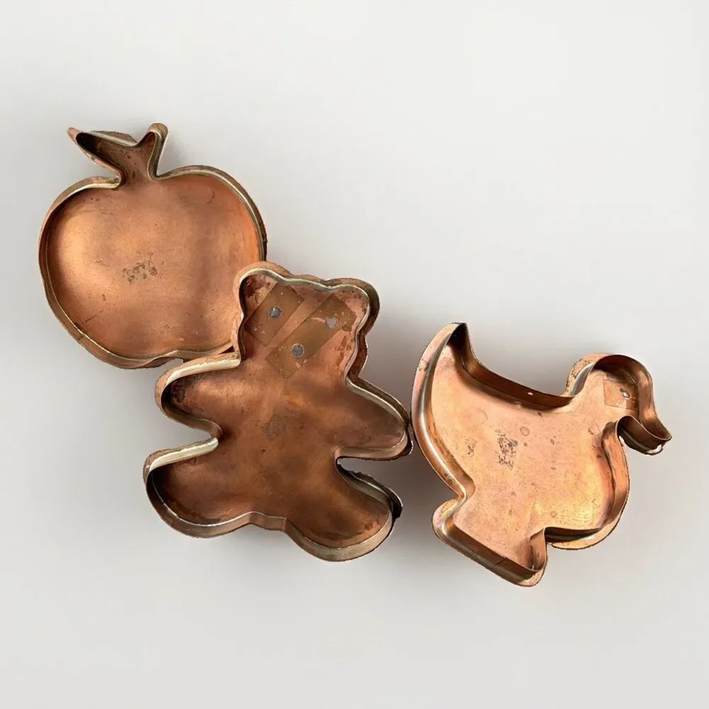 Vtg Cape Cod Copper Works XL Cookie Cutter Set Teddy Bear Apple Duck Michael